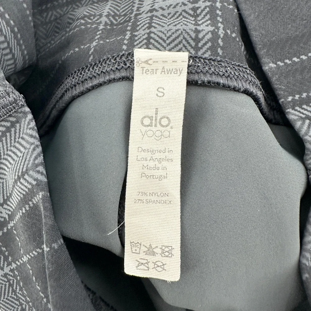 Alo Yoga High-Waist Vapor Leggings Black Gray Plaid Herringbone Small Active